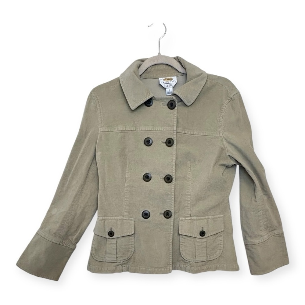 Talbots Khaki Corduroy Double-Breasted Utility Jacket Classic Prep Petite 6